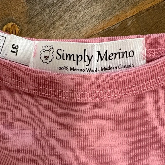 Kids 100% Merino Wool Pink PJ Set - Picture 2 of 2